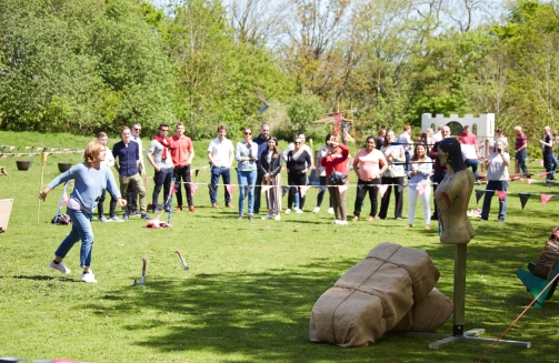 Axe Throwing in Game of Thrones team building'